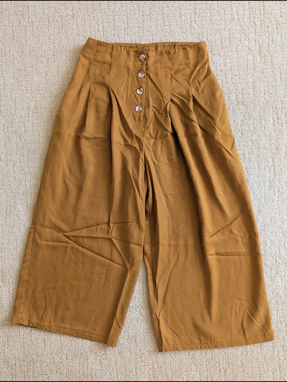 Button-Front Wide Leg Jumpsuit in Mustard - Picture 7 of 14